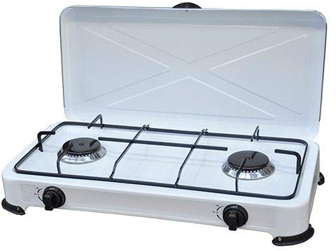 PEBSHOP Hornillo de 2 fuegos de gas LPG 58 x 28 x 11 cm