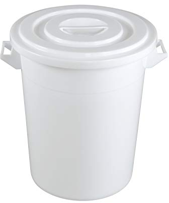 TOLEGANO 35l lebensmittelechter Eimer mit Deckel Weiss Universaltonne Wasserbehälter Futtertonne Tonne Futtereimer mit Deckel Kunststoffeimer Plastik plastikeimer Kübel Pferd Hobbock Storage Bucket