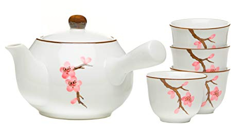 AAF Nommel Japanisches Teeservice 5 teilig mit 4 Teebechern Motiv Sakura Kirschblüte