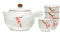 AAF Nommel Japanisches Teeservice 5 teilig mit 4 Teebechern Motiv Sakura Kirschblüte