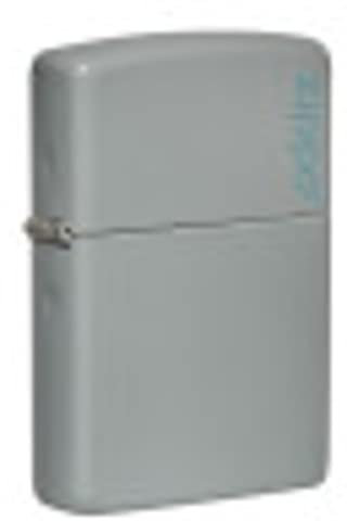 Accendino Zippo® Flat Grey con Logo 49452ZL, Accendino Antivento Ricaricabile Zippo, Realizzato in Metallo con Caratteristico click Zippo, Color Grigio Opaco, Made in USA, Ottima Idea Regalo