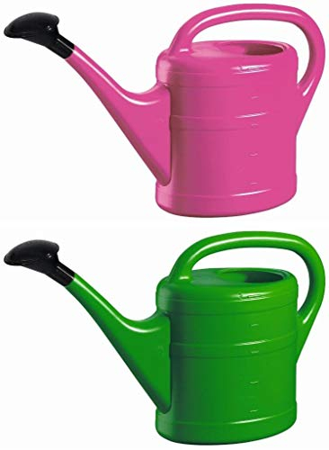 2X Gießkanne 5L PINK + GRÜN + 1x KÜHLSCHRANKMAGNET! Gießkannen Kunststoff für groß & klein, Garten & Zimmerpflanzen Gieskanne Gieskannen Giesskanne 5 Liter Watering Can Kinder Zimmergießkanne