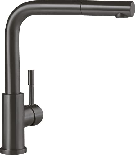 Villeroy & Boch Steel Shower Küchenarmatur, Hochdruck, Wasserhahn Küche mit ausziehbarer Brause und 360° Schwenkbereich, Spültischarmatur wassersparend, Auslauf Höhe 270mm, Anthracite