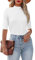 Dressmine Women's Summer Plain T-Shirt Mock/Turtle Neck Short Sleeve Tops Slim Fitted Casual Cute Blouse White Medium, (UKFBAUK|CN121T_WH_M)