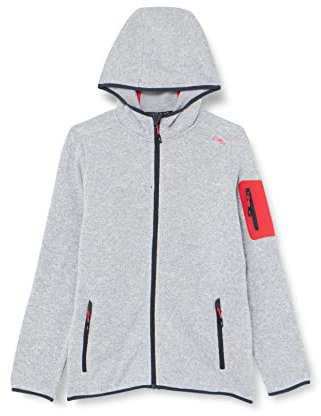 CMP Knit Tech mélange fleece jacket with hood, Woman, Argento-Red Kiss, 52