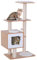 PawHut Árbol Rascador para Gatos de Madera 71,5x49,5x120 cm Torre de Gato con Cueva Plataformas Postes Rascadores de Sisal Cojines de Felpa Suave y Bolas Colgantes Natural