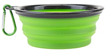 PMS Crufts Pet Collapsible Travel Bowl with Carabiner Hook - 350ml, Green