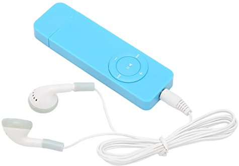 Mini Lettore Musicale MP3, Lettore Musicale HiFi Portatile Senza Perdita di Dati MP3 con Auricolare, MP3 per Studenti da 180 mAh, Scheda di Memoria di Supporto 64G, per Sport di Studio di(Blu)