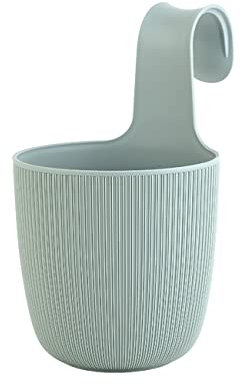 ENGELLAND 1 x Blumentopf zum Hängen, integriertes Drainagesystem, Farbe: Pastell-Grün, Ø 15 cm, Pflanztopf-Kübel, Hängetopf, widerstandsfähig, rund, wetterfest, Kunststoff