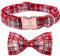 Lionheart glory Weihnachtskariertes Hundehalsband, verstellbares, weiches Hundehalsband mit Fliege, Haustiergeschenk, Hundehalsbänder, Schleife für kleine Hunde