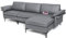 RELAX4LIFE 2/3 Seater Sofa Set, Faux Leather Upholstered Sofa with USB & 3-hole Ports, Storage Boxes, Sectional Accent Couch for Living Room Bedroom (3 Seater with Reversible Chaise Lounge, Grey)