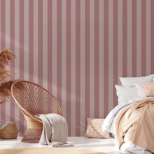 A.S. Création Streifen-Tapete Lila Grau PVC-Frei - Natural Living 386654 - Vliestapete Gestreift - 10,05x0,53m Made in Germany