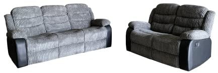 Luxury Life Roma Jumbo Cord Fabric Corner Recliner Sofa Suite Set 3+2 Seater with Cupholders (Grey, 3 + 2 Set)