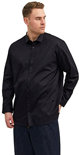 JACK & JONES Jprblacardiff Shirt L/S PS Noos, Camicia (IT, Testo, 3XL, Plus, Regular, Nero)