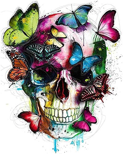 Puzzle 1000 Teile Farbiger Totenkopf Mit Schmetterlingen Erwachsenenpuzzle Bausatz Holzpuzzle Moderne Wohnkultur Einzigartiges Geschenk
