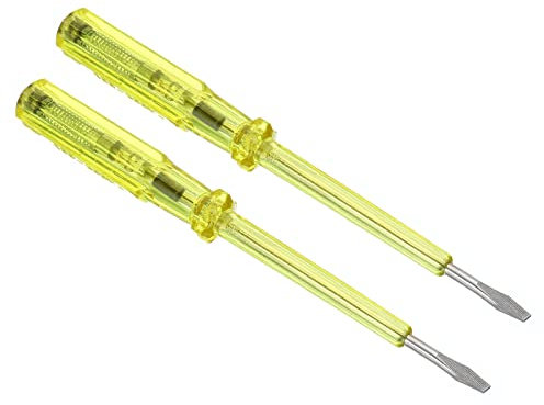 PATIKIL Voltage Tester AC 150-500V Contact Electrical Detector Slotted Screwdriver Tester Pen with Neon Tube, Clear Yellow, Pack of 2