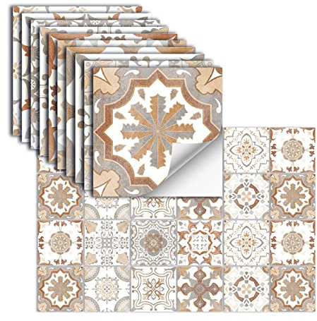 24 Piezas Azulejos Adhesivos Vinilo Autoadhesivo Pegatinas De Pared Impermeables Para Cocina Baño Azulejo Pared Chimenea Armario Pegatinas Decorativas,HZ-41,15x15cm