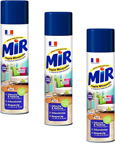Lot de 3 Nettoyant Décap by-Mir spécial Tapis et Moquettes Mousse Active Parfum Frais - Spray Mousse 600 ml - Vendu Par Lot