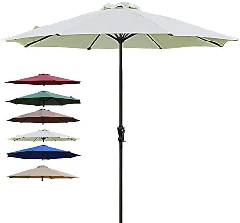 SAGIDAR Sonnenschutz Sonnenschirm, Terrassenschirm 2.7mx2.5m, Rund Gartenschirm Rot, Balkonschirm Mit 8 Rippen, 6 Farben, Stabil Und Winddicht, Mit Handkurbel, Für Hof, Strand, Pool