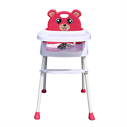 Kinderhochstuhl, 4-in-1 Babyhochstuhl höhenverstellbar Babyhochsitz Essstuhl, Esszimmerstühle für Kinder, mit Sicherheitsgurt und Abnehmbares Tablett Kinder Sitz bis 15 kg (Rosa)