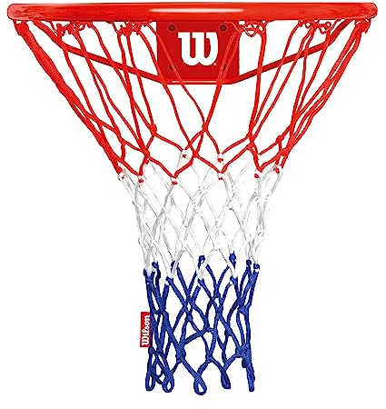 Wilson NBA Basketballkorb - Basketballkorb Outdoor Wandmontage mit pulverbeschichtetem Basketballring (Ø 45cm), Netz in den Offiziellen NBA Farben und passenden Befestigungsschrauben