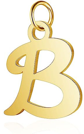Bungsa Buchstaben Anhänger goldfarben A - Z Unisex aus 316L Edelstahl (B)