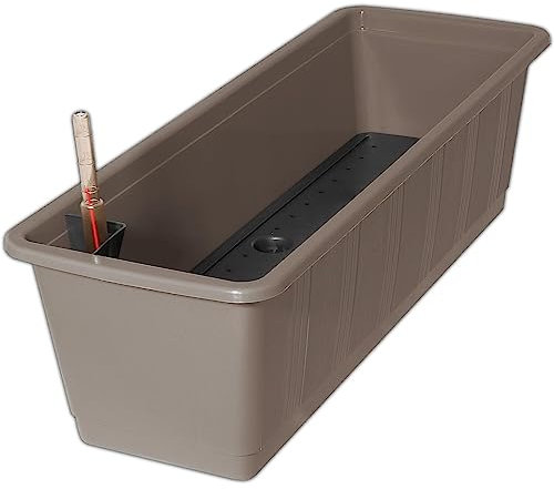 Erhard-Trading Blumenkasten Aqua Green Plus Balkonkasten mit Wasserspeicher (Größe 2 (80 cm), Taupe)