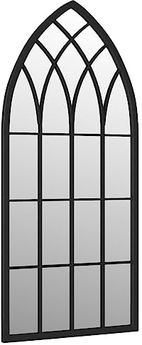 vidaXL Garden Mirror | Large Black Iron Outdoor Mirror | Antique Rust Effect | Wall-Mounted Decor | Easy Installation | Size: 100x45 cm