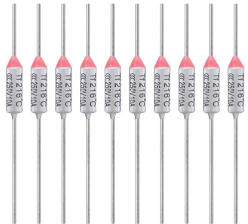 ALLECIN 10 Piezas Fusible Térmico 216 Grados 10A 250V AEC216E 216℃ Fusibles Térmicos de Corte