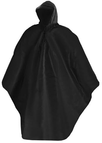 TRIZAND Regen-Poncho mit Kaputze Schirm Kordelzug Fahrhrad Wandern Angeln Festival Einheitsgröße Schwarz 22871