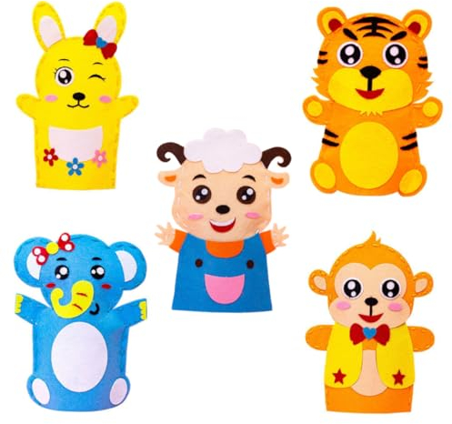 Toyvian 5 Sätze Handpuppe Selber Machen Partygeschenke Für Kinder Materialien Für Handpuppen Mach Deine Marionetten DIY Bastelbedarf Marionettenpuppen Für Kinder Tuch Tier Bastelmaterial
