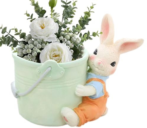 Huasean Niedliche Hasenstatuen, Übertöpfe, Kaninchen-Design, Kunstharz, Sukkulenten-Übertopf, Osterhasen-Blumentopf, Für Drinnen Und Draußen, Kaninchen-Blumentopf Für Ostern, Hof, Heimbüros