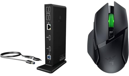 ICY BOX USB-C Docking Station (11-in-1) für 2 Monitore (2X HDMI) & Razer Basilisk V3 X HyperSpeed - Anpassbare kabellose Gaming-Maus (Ergonomische Form mit 9 anpassbaren Bedienelementen