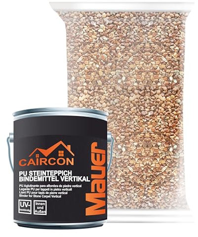Steinteppich Set für Wand & Sockel 25 kg – inkl. Bindemittel & Grundierung – Marmorkies für Innen & Außen – für 2m² – Marrone 1–4mm