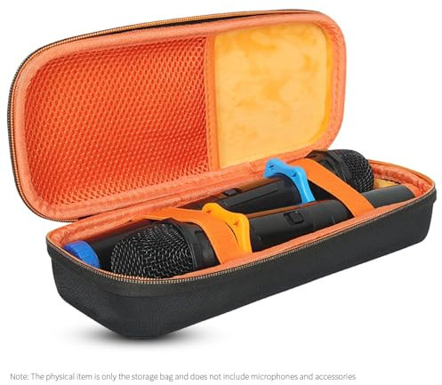 Microphone Carrying Case for JBL PartyBox ES,Hard EVA Storage Bag Microphone Box Portable Bluetooth K Song Travel Carrying Case,27 * 11 * 5.5cm (Black Orange)