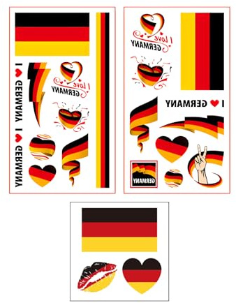 25 Blätter EM Deko Deutschland Temporäre Tattoos,Deutschland Flagge Tattoos Aufkleber Deutschland Deko Gesichts Tattoos Sticker für 2024 Fußball Euro