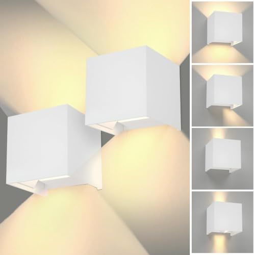 YICALE LED Außenwandleuchte IP65 12W Up Down Garten Wandlampe Licht | 2er Pack 3000K Warmweiß Beleuchtung für die Hauswand: Perfekt geeignet für Terrasse, Veranda, Balkon, Hof, Garage und Weg