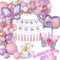 Baby Shower Decoration Fille,Ballon Baby Shower décoration papillon violet Mummy to be Echarpe, Banderole Baby Shower Oh Baby Cake Topper pour Future Maman, fête de révélation de Genre