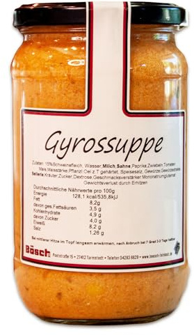 Bösch Feinkost | Klassiker im Glas | Fertiggerichte | Hausmannskost (Gyrossuppe)
