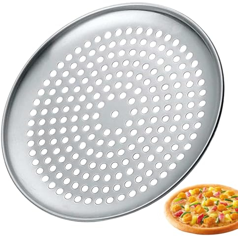 Bandeja para pizza con agujeros, Bandeja para pizza perforada - Bandeja para horno de pizza grande antiadherente - Suministros para hornear horno, bandeja de pizza para calentar uniformemente para res