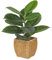 43CM Artificial Rubber Plant Ficus Elastica in Woven Basket, Faux Indoor Decorative Tropical Fake Plant, Aesthetic Room Décor for Bedroom Office Home Desk Decoration