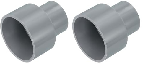 QUARKZMAN 2 Stück PVC Gerade Rohrverbinder, 50mm x 32mm Reduzierverbinder Reduzierstück Rohrverschraubung Rohrkupplung Adapter für Garten Bauernhof Bewässerung Wasserrohr Armaturen, Grau