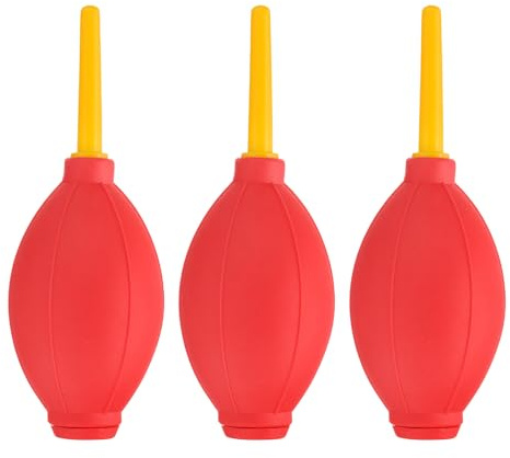 PATIKIL Soft Tip Air Blower Dust Blaster, 3 Pcs Rubber Bulb Air Pump Dust Blower Cleaner Cameras Lens Cleaning Tool with Long Nozzle for Camera Lens Computer Keyboard, Red/Yellow