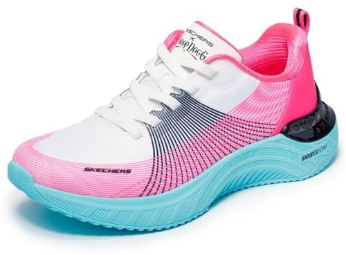 Skechers Damen Snoop Ace Cyber Walker Turnschuhe, White, Black And Pink Mesh/ Hot Melt/ Blue Tr, 39 EU