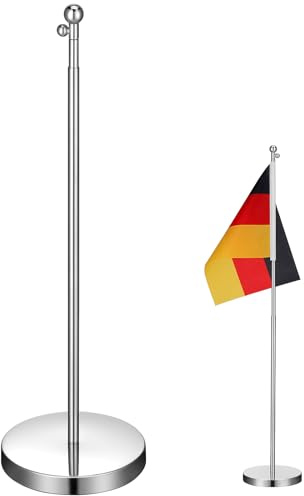 Veemoon Verstellbarer Edelstahl Teleskop Fahnenmast Für Tisch Kleiner Tragbarer Fahnenständer Für Desktop-Flaggen 10.8-19.8 Zoll Ideal Für Büro Party Und Fotografie