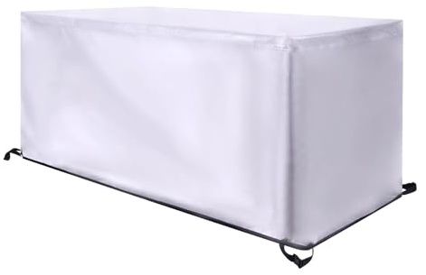 AUWUUA Abdeckung für Gartenmöbel 160x100x60cm/LxWxH Schutzhülle für Garten-Tische und Möbel-Gruppen, Winterfest wasserdichte Anti-UV Abdeckplane für Gartentisch Abdeckhaube Terrassenmöbe, Silber
