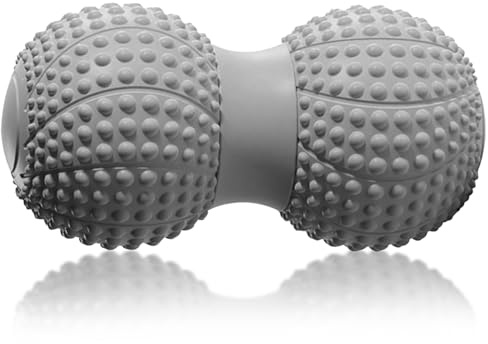 Peanut Massage Ball for Deep Tissue, Trigger Point Therapy, Myofascial Release – Double Lacrosse Foam Roller for Back, Neck, Foot, Muscle Relief, Yoga & Physical Recovery (Grey)