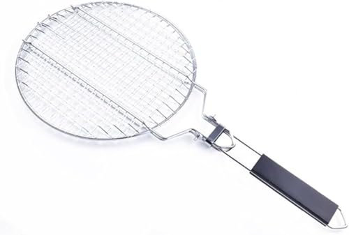 Grille de Barbecue Portable ,Panier de barbecue en acier inoxydable – Grille ronde verrouillable de 55 cm avec poignée amovible,Accessoires de Barbecue Grille Panier pour Poisson Rôti, Crevettes