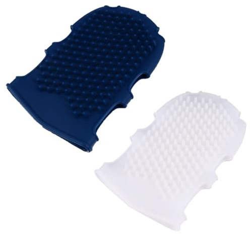 BESTYASH 2 Pièces de Bain Silicone Lot de Blanc Semi Transparent Bleu Foncé Brosse de Massage Douce pour Corps Exfoliation et Nettoyage Lors Accessoire Spa Multifonctionnel