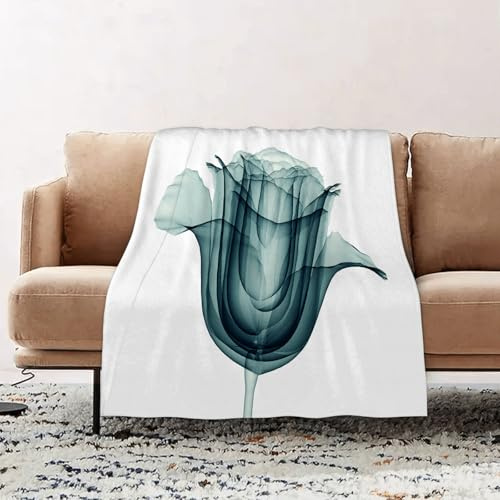 JYLYZZIN Fleece Blanket | Soft Cozy Flannel Throw Blanket | Perfect for Home, Bedroom, Sleepovers & Camping,Xray Flower,X ray Image of a Rose Flower Romance Symbol Creati,76x100cm